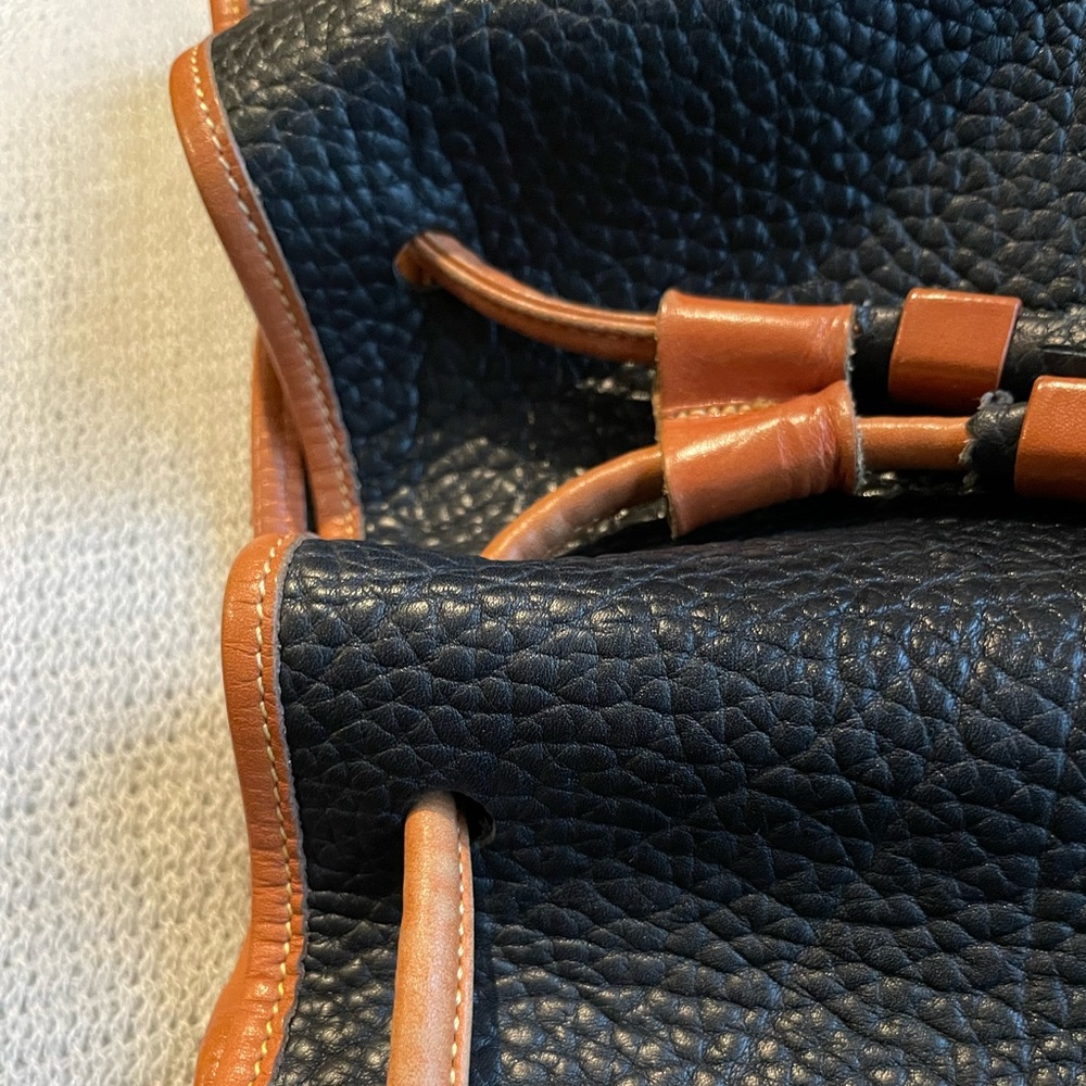 Vintage Dooney and Bourke Pebbled Leather Bucket Bag with brass accents - Picture 9 of 16
